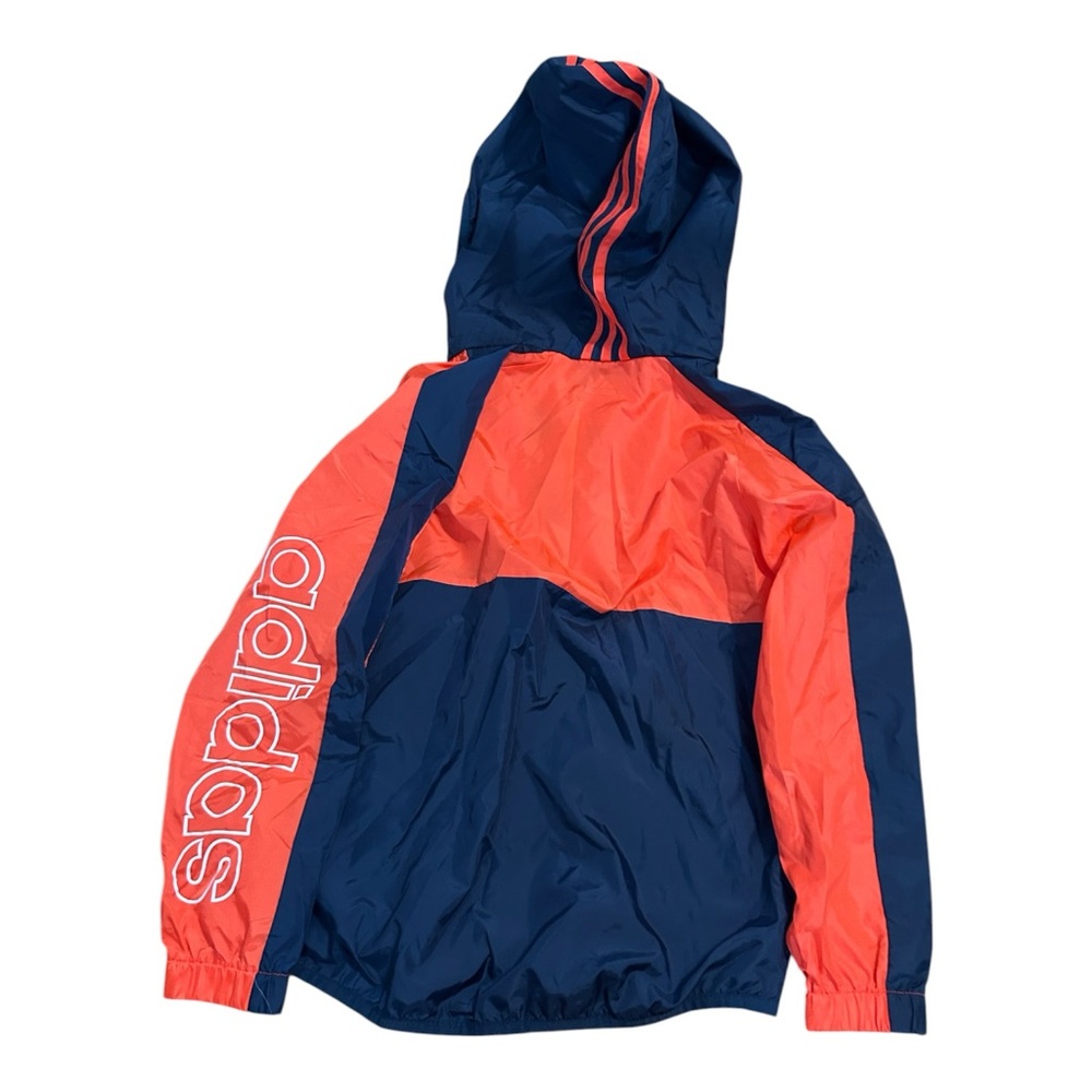 Adidas Orange Navy Blue Full-Zip Windbreaker Boys‎ Jacket - Picture 2 of 6